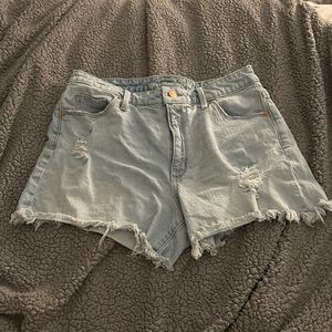 High Waisted Ripped Jean Shorts
